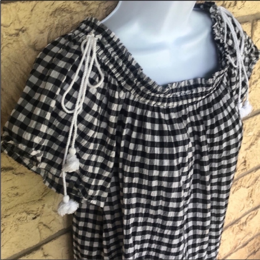 Ann Taylor Loft Off Shoulder Top Tassel Tunic Top Cute Beach Vacation Loose Fit - Picture 8 of 10